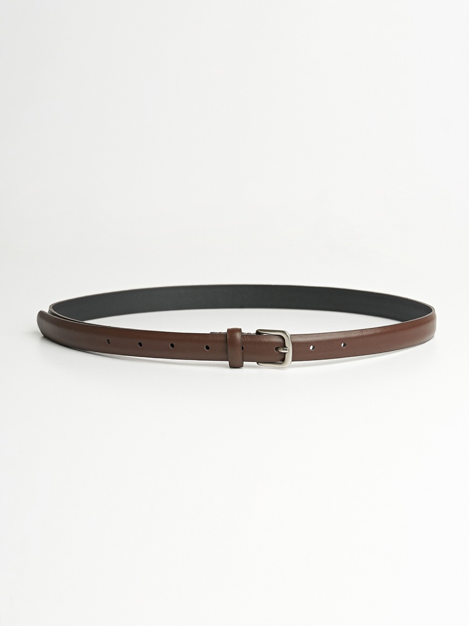 Basic Slim Leather Belt (Brown)