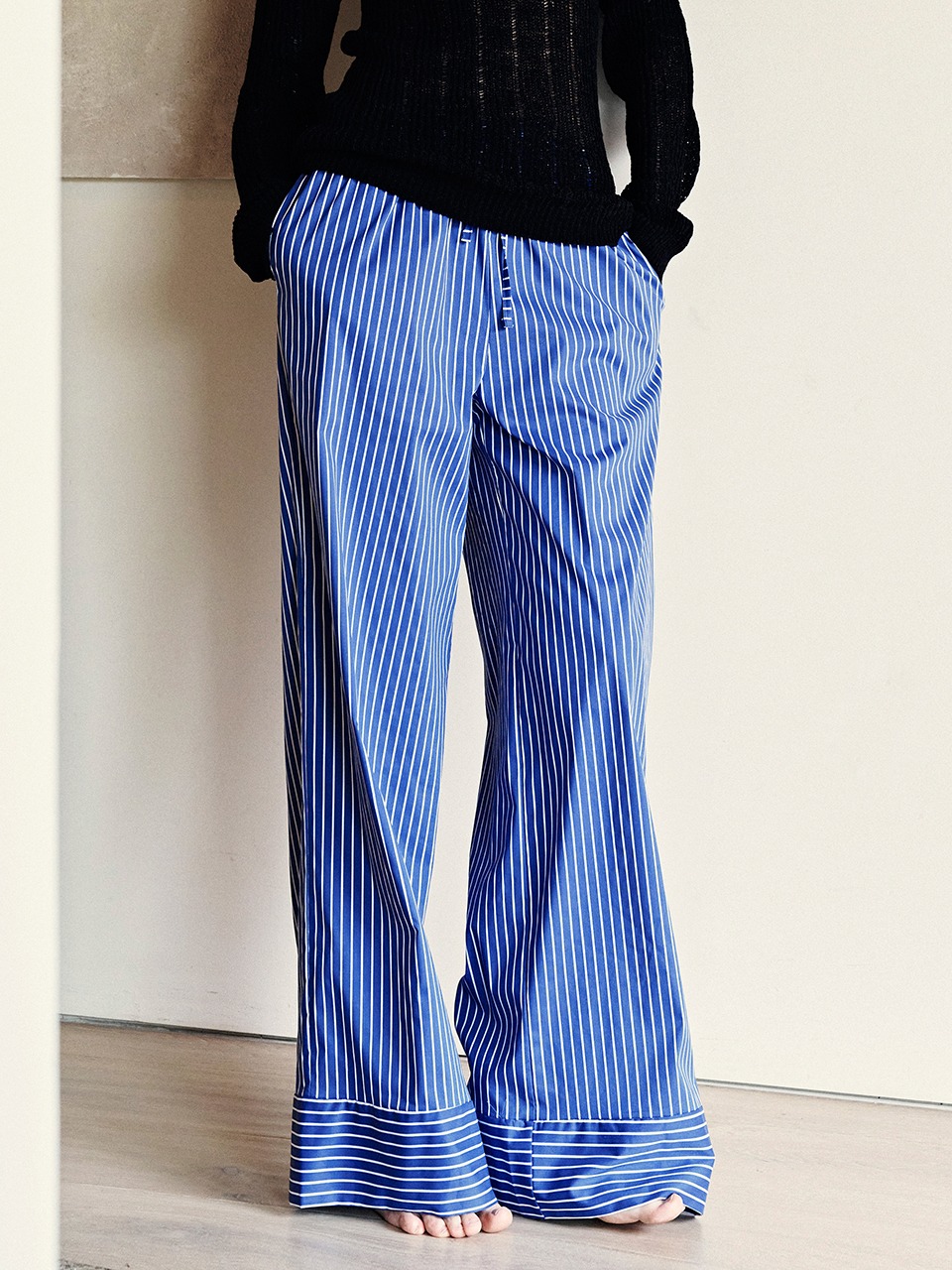 Pajama Stripe Banding Pants (Blue)