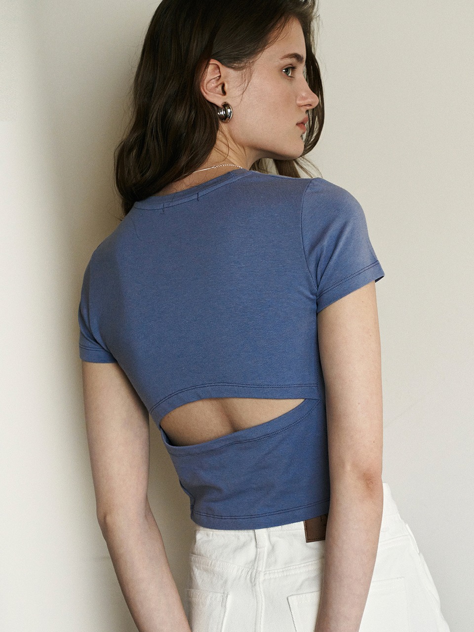 Open-Back Crop T-shirts (Blue)